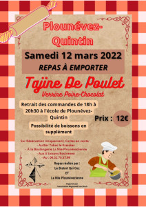 Repas à emporter - Tajine de poulet, verrine poire